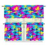 Neon Camouflage Print 3 Piece Kitchen Curtains