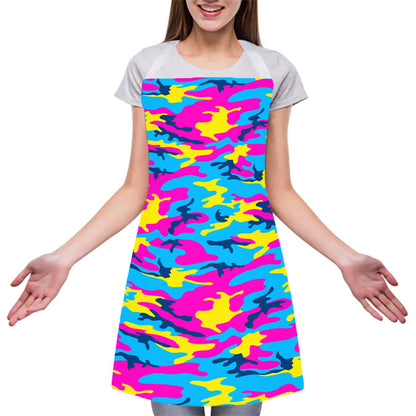 Neon Camouflage Print Adjustable Apron