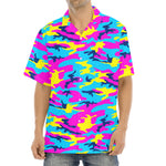 Neon Camouflage Print Aloha Shirt