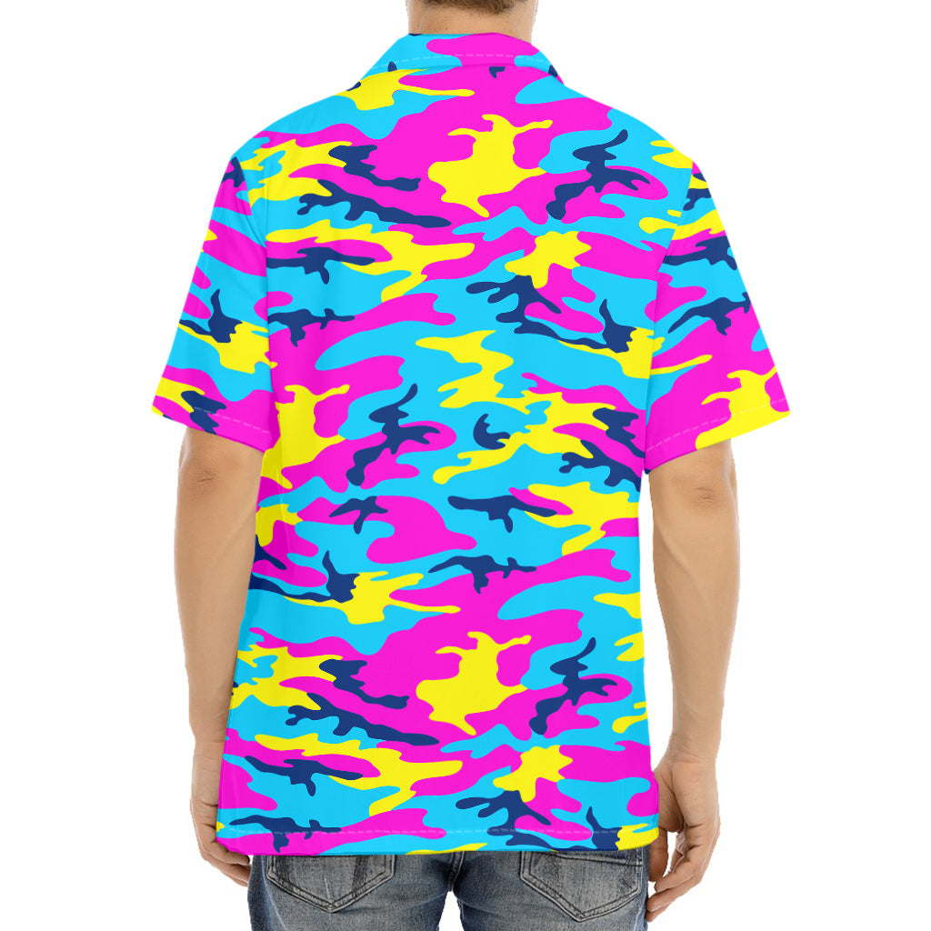 Neon Camouflage Print Aloha Shirt