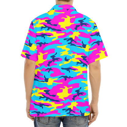 Neon Camouflage Print Aloha Shirt