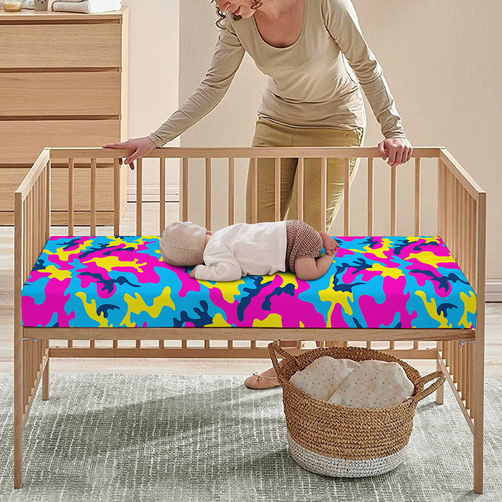 Neon Camouflage Print Baby Crib Sheet