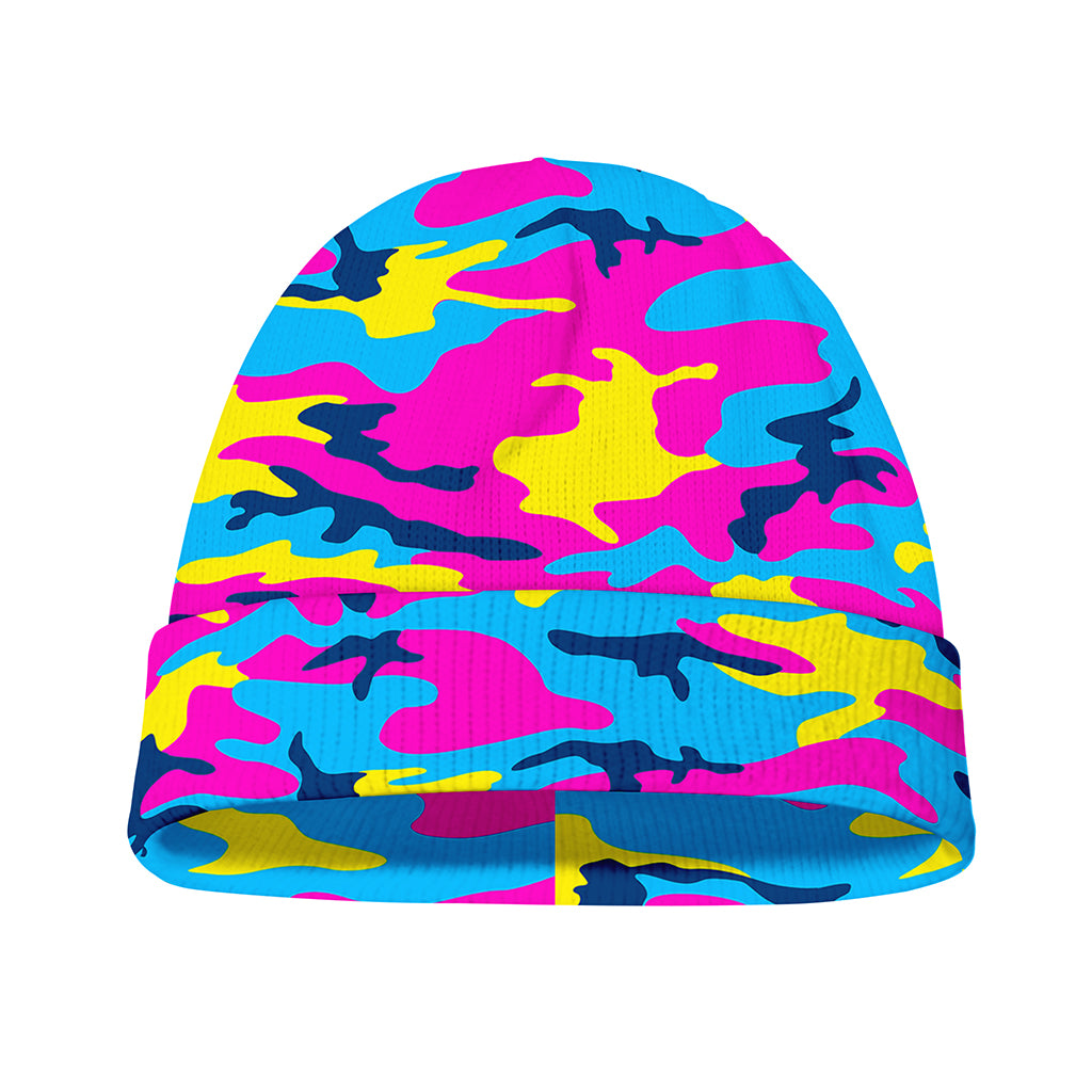 Neon Camouflage Print Beanie