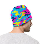 Neon Camouflage Print Beanie