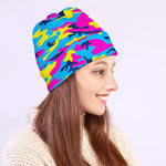Neon Camouflage Print Beanie