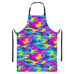 Neon Camouflage Print Bib Apron With Pocket
