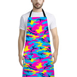 Neon Camouflage Print Bib Apron With Pocket