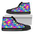 Neon Camouflage Print Black High Top Sneakers