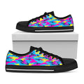 Neon Camouflage Print Black Low Top Sneakers