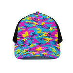 Neon Camouflage Print Black Mesh Trucker Cap