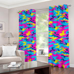 Neon Camouflage Print Blackout Grommet Curtains