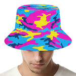 Neon Camouflage Print Bucket Hat