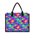 Neon Camouflage Print Canvas Tote Bag