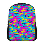 Neon Camouflage Print Casual Backpack