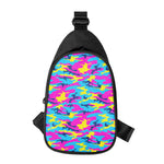 Neon Camouflage Print Chest Bag