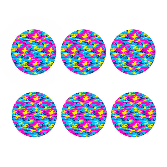 Neon Camouflage Print Coaster Set