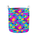 Neon Camouflage Print Collapsible Laundry Basket