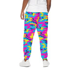 Neon Camouflage Print Cotton Pants