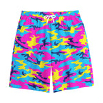 Neon Camouflage Print Cotton Shorts