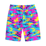 Neon Camouflage Print Cotton Shorts