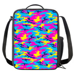 Neon Camouflage Print Crossbody Lunch Bag