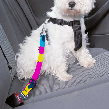 Neon Camouflage Print Dog Seat Belt