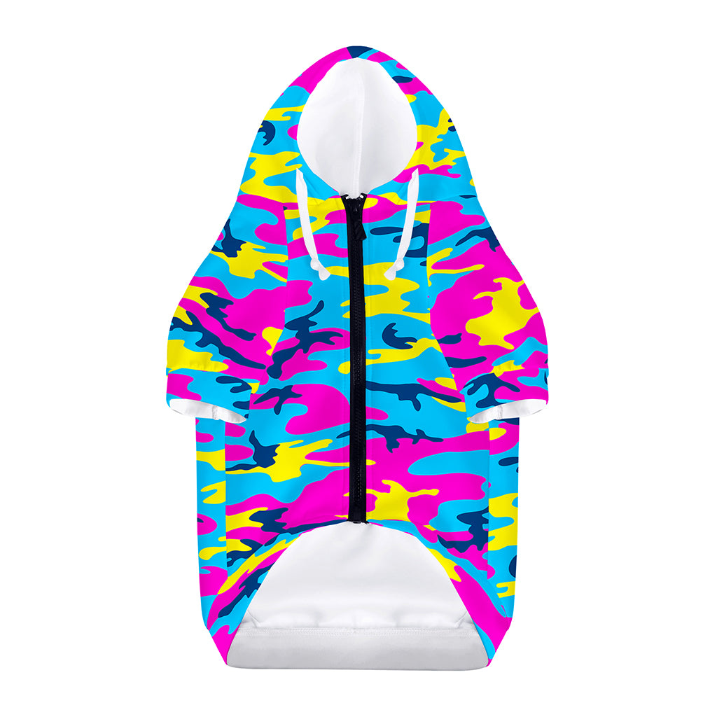 Neon Camouflage Print Dog Zip Up Hoodie
