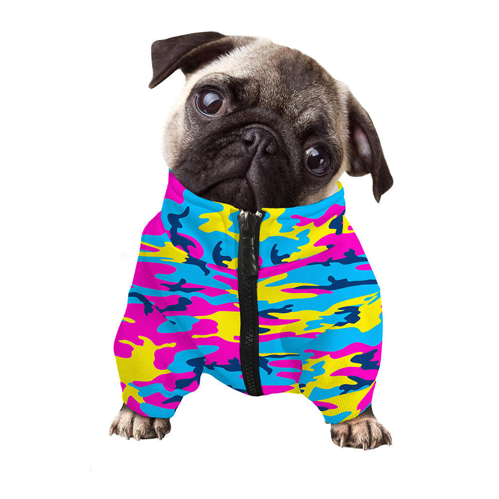 Neon Camouflage Print Dog Zip Up Jacket