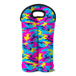 Neon Camouflage Print Double Neoprene Wine Tote
