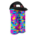 Neon Camouflage Print Double Neoprene Wine Tote