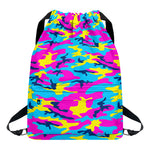 Neon Camouflage Print Drawstring Backpack