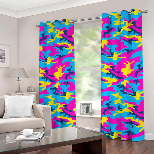 Neon Camouflage Print Extra Wide Grommet Curtains