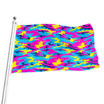 Neon Camouflage Print Flag
