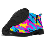 Neon Camouflage Print Flat Ankle Boots