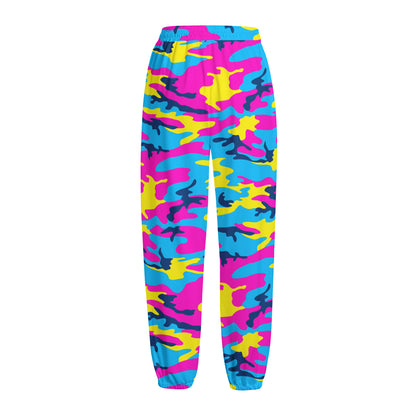 Neon Camouflage Print Fleece Lined Knit Pants