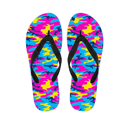 Neon Camouflage Print Flip Flops