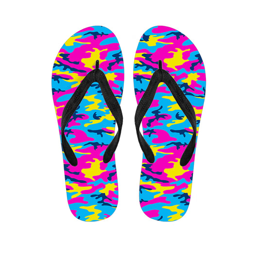 Neon Camouflage Print Flip Flops