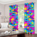 Neon Camouflage Print Grommet Curtains