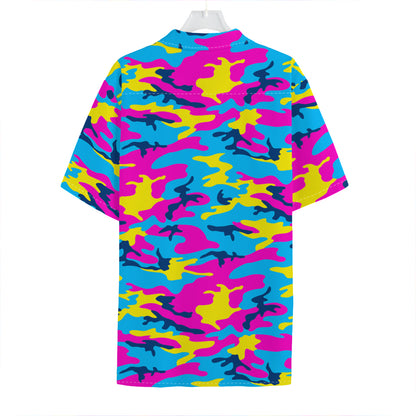Neon Camouflage Print Hawaiian Shirt