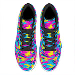 Neon Camouflage Print High Top Leather Sneakers