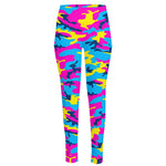 Neon Camouflage Print High-Waisted Pocket Leggings