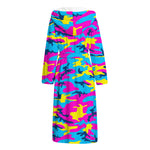Neon Camouflage Print Hooded Bathrobe