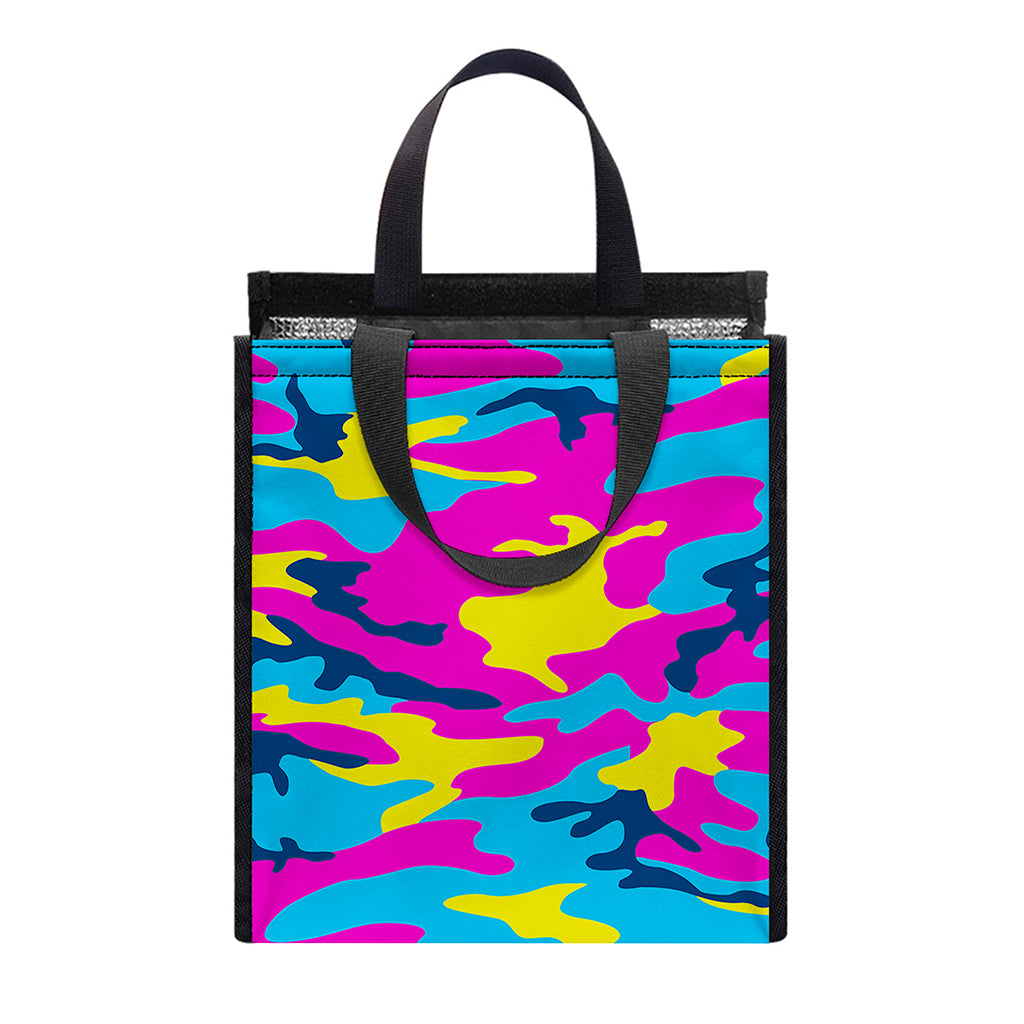 Neon Camouflage Print Insulated Lunch Tote