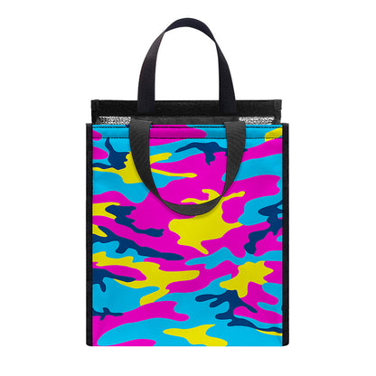Neon Camouflage Print Insulated Lunch Tote
