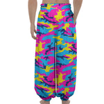 Neon Camouflage Print Lantern Pants