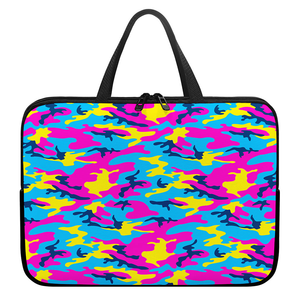 Neon Camouflage Print Laptop Sleeve With Handle