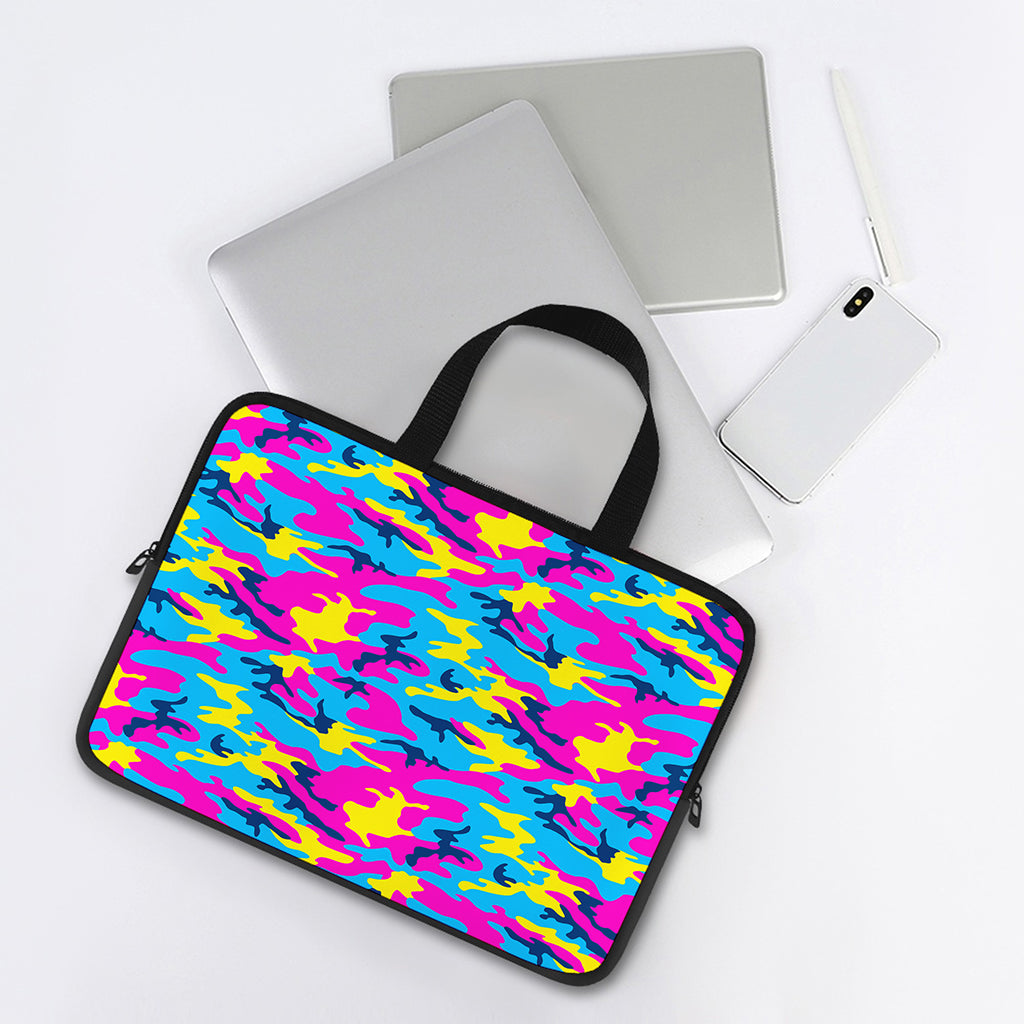 Neon Camouflage Print Laptop Sleeve With Handle