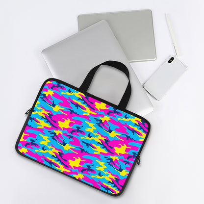 Neon Camouflage Print Laptop Sleeve With Handle