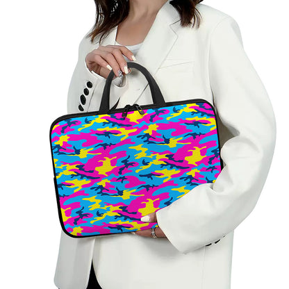 Neon Camouflage Print Laptop Sleeve With Handle