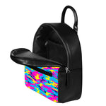 Neon Camouflage Print Leather Backpack